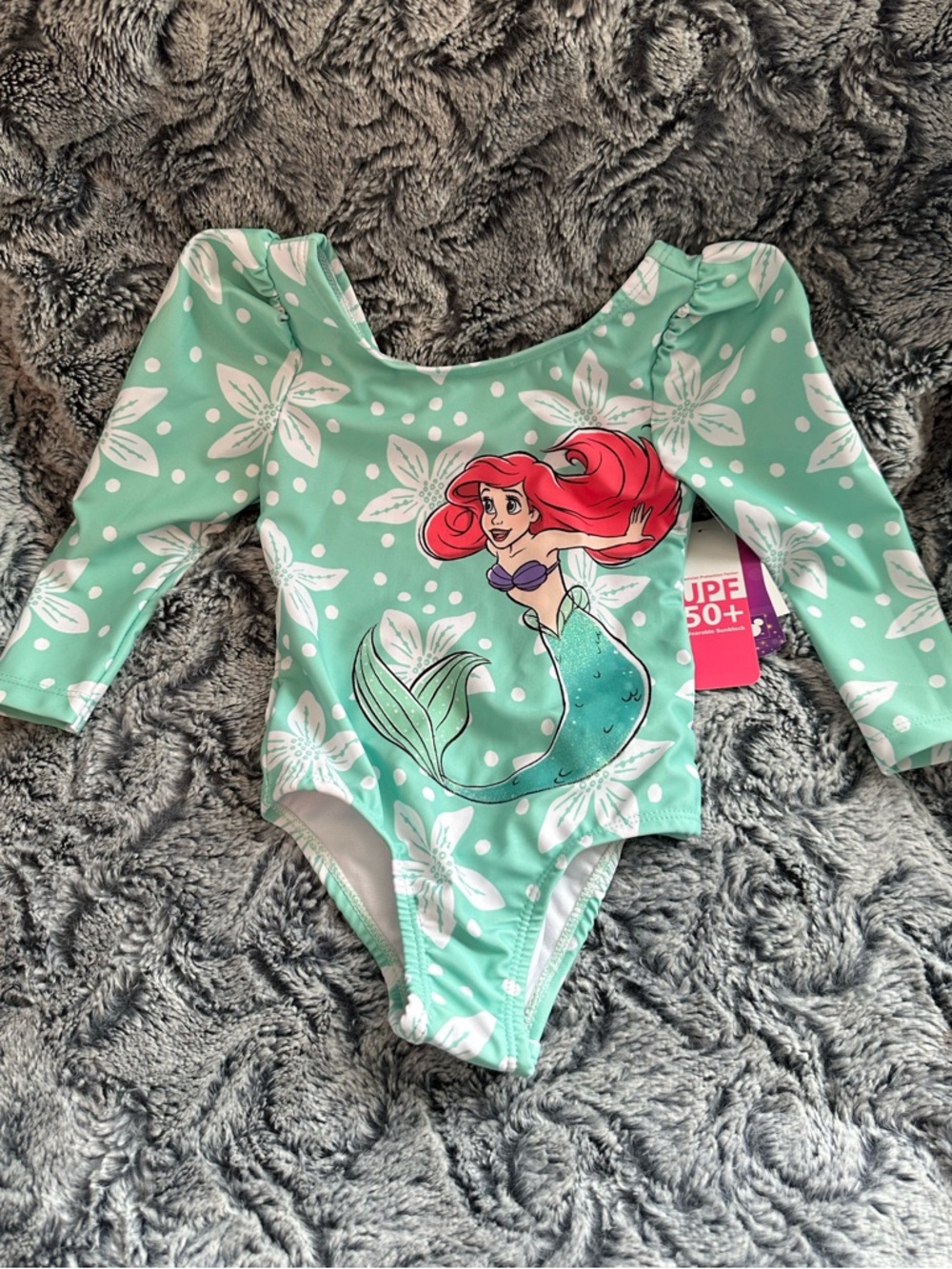 NWTS Disney Little Mermaid Ariel One-Piece Swimsuit - Long Sleeve Sz 18 Months